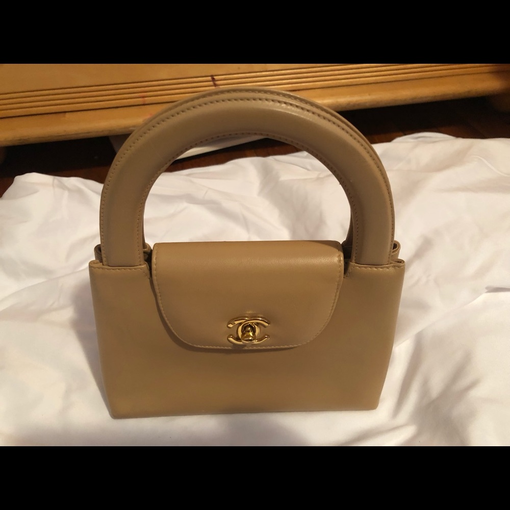 Chanel tan leather top handle satchelKelly minibag